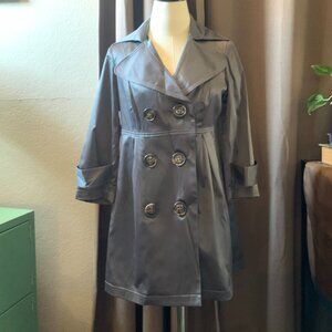 XOXO Gray Metallic Trench Coat Jacket